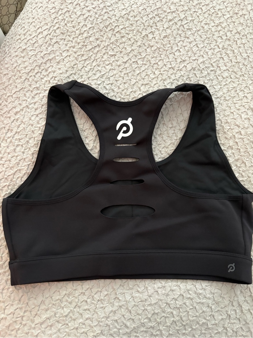 Peloton Black Racerback Sports Bra with Cutout Back